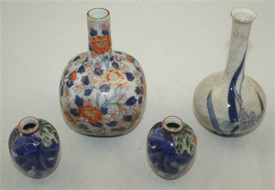 Four Japanese Imari vases by Fukagawa, c.1900-20, 7.4cm - 15cm